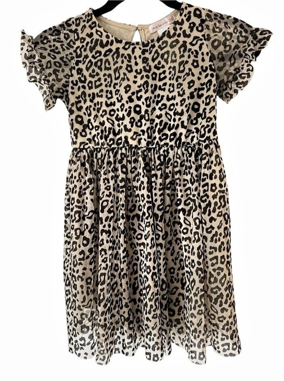 Love Squared Girls Leopard Print Flutter Sleeve Dress Girls 6X